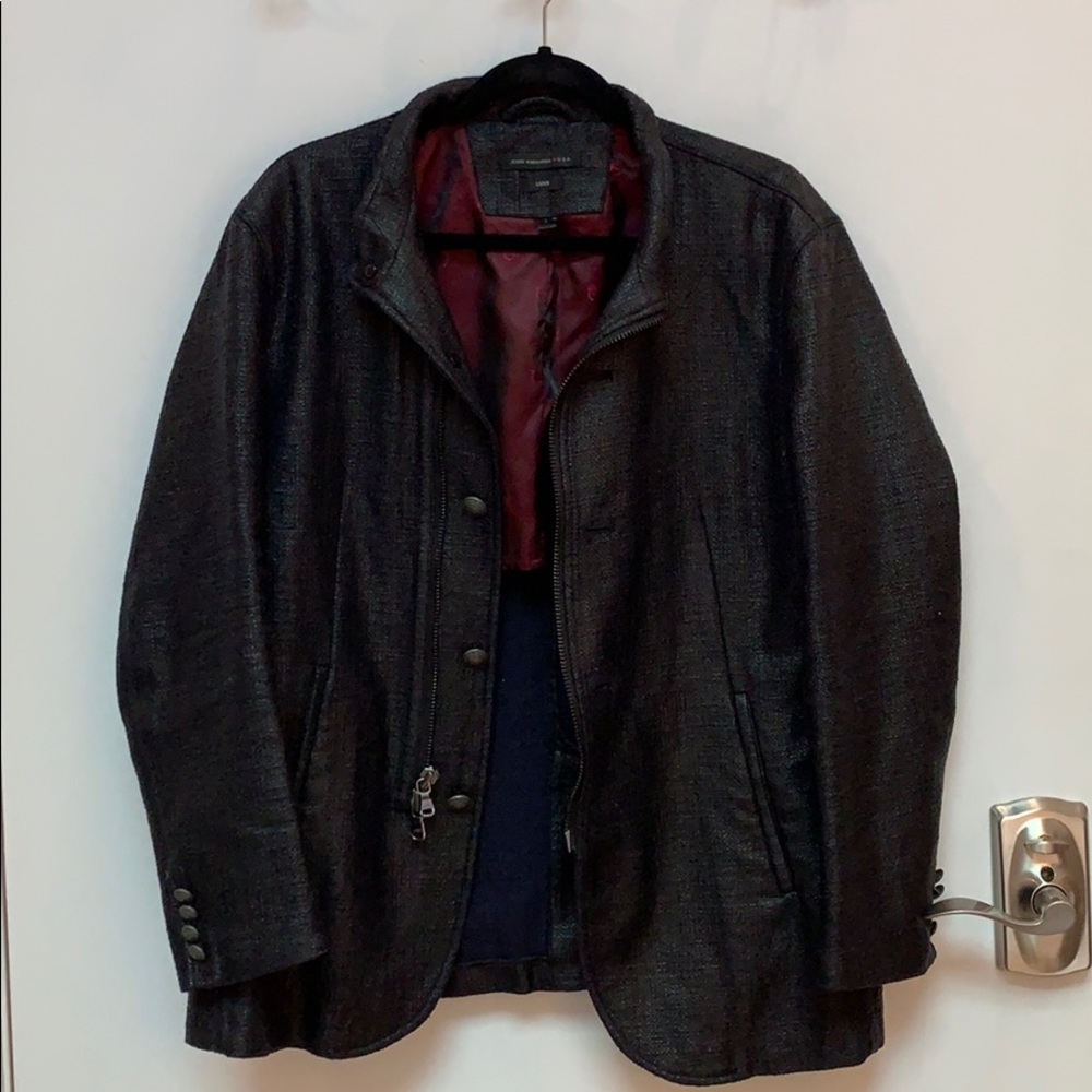 John varvatos size L men’s tweed black jacket new